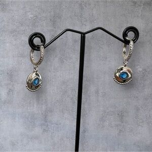 Stainless steel evil eyed earrings, Bluestone